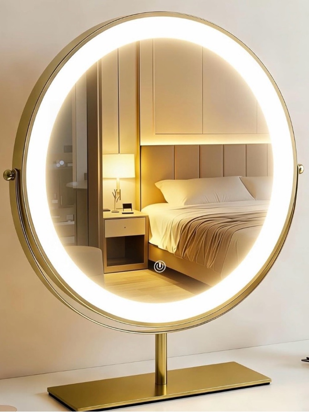 LED Gold Round Vanity Mirror with Touch Light